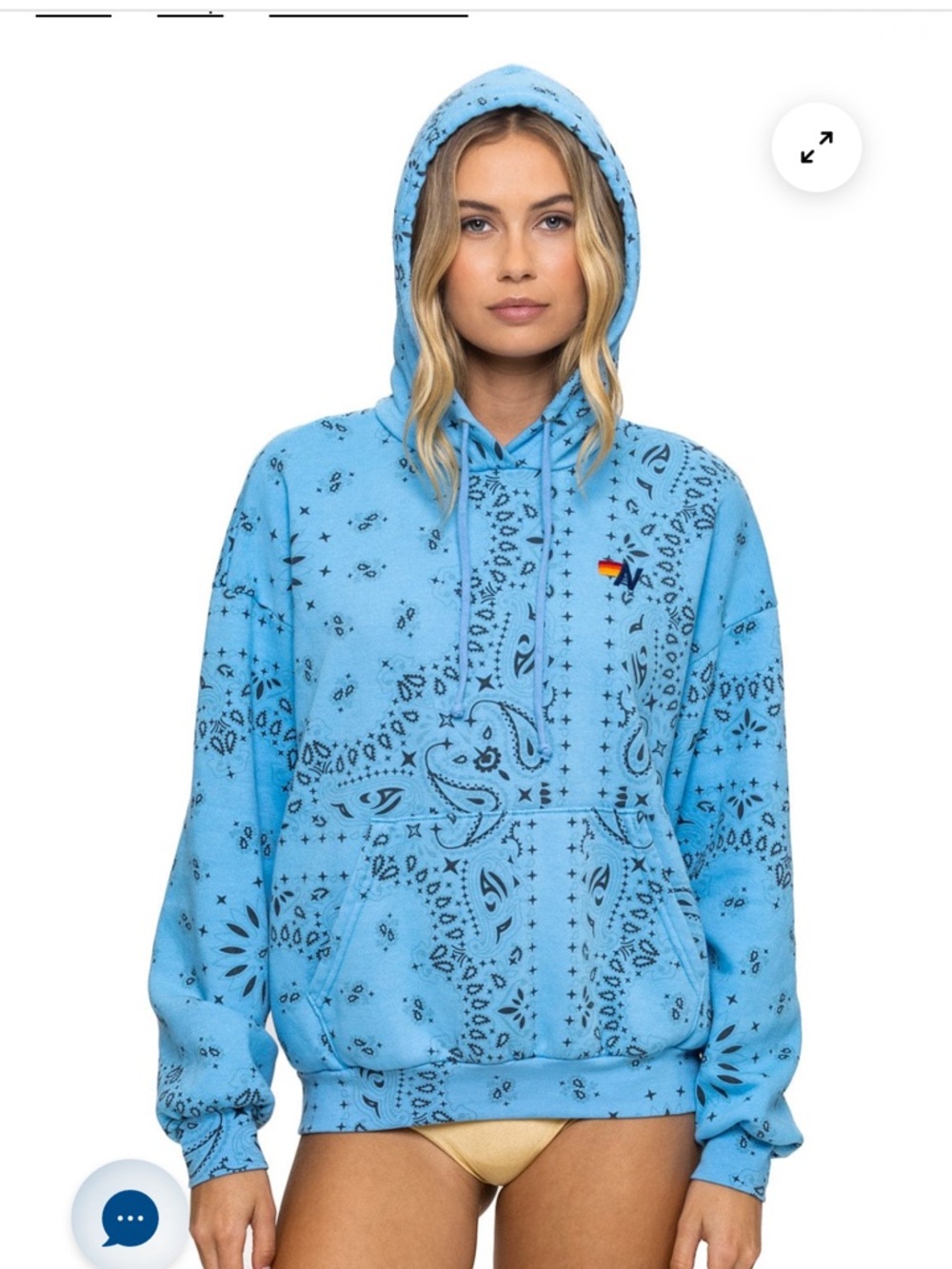 *ISO*Aviator Nation Blue Bandana Print Hoodie with Small Flag Logo